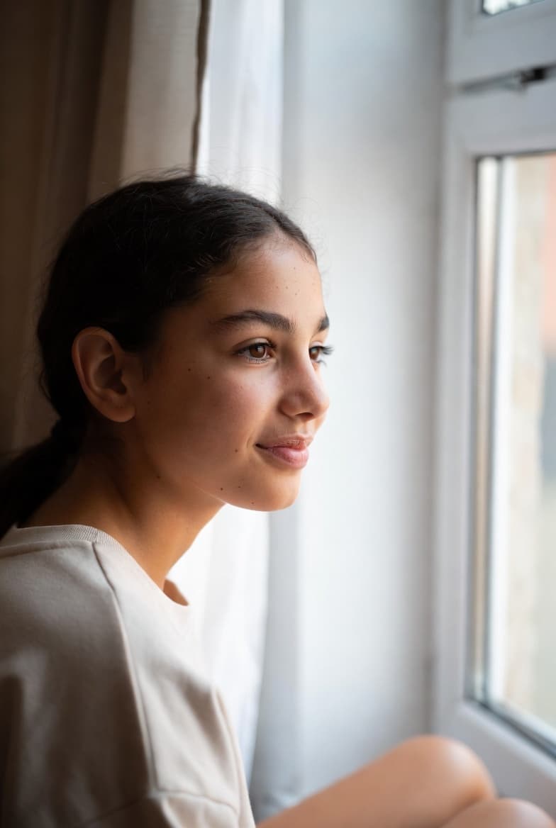 A teen seated in a therapy setting.